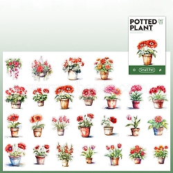 Potted Plant PET Stickers Set, Decorative Stickers, Violet, 35~51x22~49x0.1mm(DIY-Z037-01E)