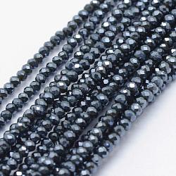 Electroplate Glass Beads Strands, Full Rainbow Plated, Faceted, Rondelle, Dark Slate Gray, 2.5x1.5mm, Hole: 0.5mm, about 197~201pcs/strand, 12.9 inch(33cm)(EGLA-J144-FR-A04)