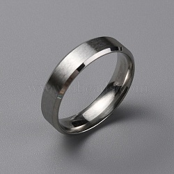 Matte Style 304 Stainless Steel Wide Band Finger Rings for Women Men, Plain Band Rings, Stainless Steel Color, 6mm, Inner Diameter: US Size 12 3/4(22.1mm)(RJEW-WH0009-14G-P)