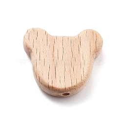 Natural Beech Wooden Baby Teething Toys, Teething Rings for Newborn Toddler Infant, Bear, 26x30x8mm, Hole: 3mm.(WOOD-D275-01C)