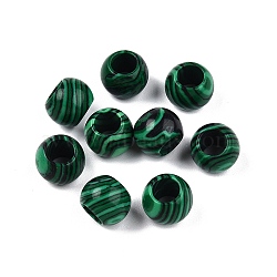 Synthetic Malachite Beads, Large Hole Beads, Rondelle, 10~10.5x7.5~9mm, Hole: 5mm(G-T092-10mm-21)