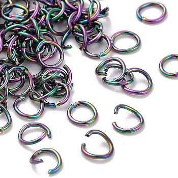 304 Stainless Steel Open Jump Rings, Rainbow Color, 24 Gauge, 3.5x0.5mm, Inner Diameter: 2.5mm