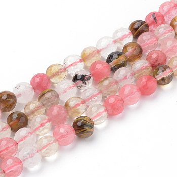Tigerskin Glass Beads Strands, Faceted, Round, 12~12.5mm, Hole: 1.5mm, about 31~33pcs/strand, 14.9~15.1 inch(38~38.5cm)