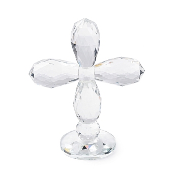 Natural Quartz Crystal Cross Figurines, for Home Desktop Decoration, Clear, 70x145x175mm