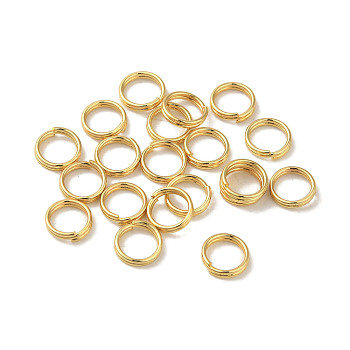 304 Stainless Steel Split Rings, Double Loops Jump Rings, Flat Round, Real 18K Gold Plated, 5x1mm, Inner Diameter: 3.5mm