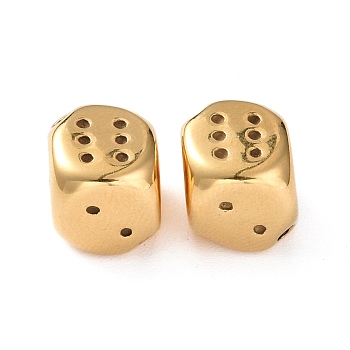Ion Plating(IP) 304 Stainless Steel Beads, Dice, Golden, 10x10x10mm, Hole: 2mm