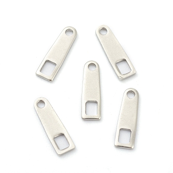 201 Stainless Steel Chain Tabs, Chain Extender Connectors, Stainless Steel Color, 10x3x0.5mm, Hole: 1.2mm and 1.7x2.4mm