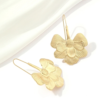 201 Stainless Steel Flower Dangle Earrings, with 304 Stainless Steel Pins, Golden, 50x36.5mm