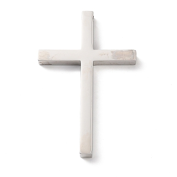 304 Stainless Steel Big Pendants, Cross Charms, Stainless Steel Color, 74x47x6mm, Hole: 4mm