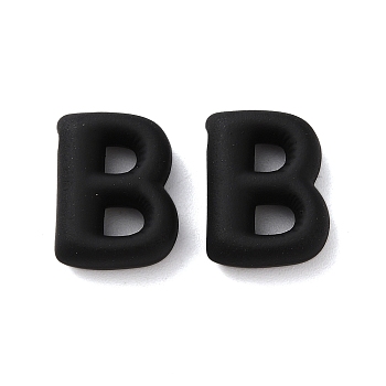 Rack Plating Spray Painted Alloy Pendants, Rubberized Style, Black, Letter B, 19x14x6mm, Hole: 1.5mm