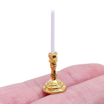 Candlestick Mini Model, Micro Landscape Dollhouse Accessories, Pretending Prop Decorations, Golden, 12x40mm