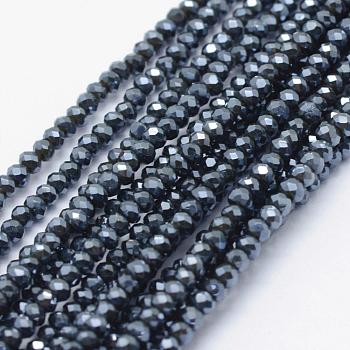 Electroplate Glass Beads Strands, Full Rainbow Plated, Faceted, Rondelle, Dark Slate Gray, 2.5x1.5mm, Hole: 0.5mm, about 197~201pcs/strand, 12.9 inch(33cm)