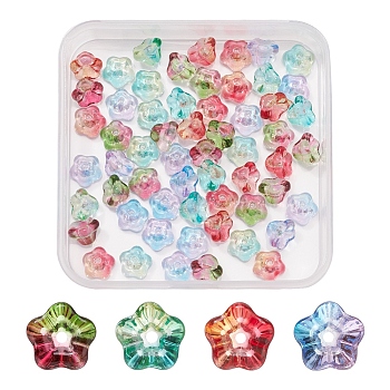 80Pcs 4 Colors Electroplate Glass Beads, Trumpet Flower, Mixed Color, 8.5x8x5.5mm, Hole: 1mm, 20pcs/color
