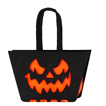 Devil Felt Halloween Candy Bags with Handles, Halloween Treat Gift Bag Party Favors for Kids, Orange, 22cm, Bag: 11x15.4x6.4cm