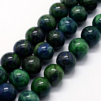 Natural Chrysocolla and Lapis Lazuli Beads Strands, Dyed, Round, 8mm, Hole: 0.8mm, about 47pcs/strand,  14.96 inch(38cm)