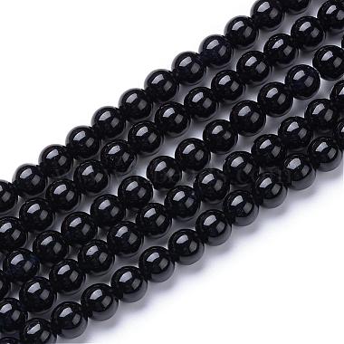 6mm Black Round White Jade Beads