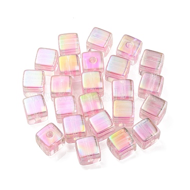 Pink Cube Acrylic European Beads