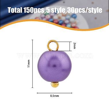 hobbiesay 150шт. 5 цвета стеклянные подвески с жемчугом(GLAA-HY0001-09)-2