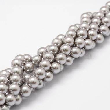 8mm Silver Round Shell Pearl Beads