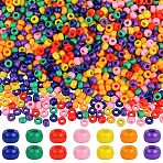 1400Pcs 7 Colors Opaque Plastic Beads, Barrel, Mixed Color, 9x6mm, Hole: 3.8mm, about 200pcs/color (KY-SZ0001-54)