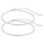 2Pcs Brass Micro Pave Cubic Zirconia Cable Chains Bracelets for Women, Raw(Unplated), 6-3/4 inch(17cm)(BJEW-LP0011-12)