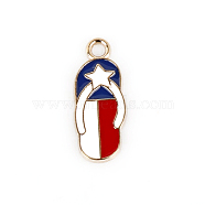 Alloy Enamel Pendants, Independence Day Flip Flops Charms, Golden, Colorful, Shoes, 19x8mm(GUQI-PW0004-20B)