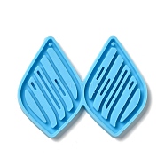 DIY Teardrop with Stripe Pendant Silicone Molds, Resin Casting Molds, for UV Resin & Epoxy Resin Jewelry Making, Deep Sky Blue, 53x67x4mm, Hole: 2mm, Inner Diameter: 48.5x31mm(DIY-I099-40)