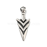 304 Stainless Steel Big Pendants, Arrows, Antique Silver, 54.5x22x8mm, Hole: 5mm(STAS-C053-12AS)