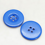 Resin Buttons, Dyed, Flat Round, Dodger Blue, 15x2.5mm(RESI-D033-15mm-10)