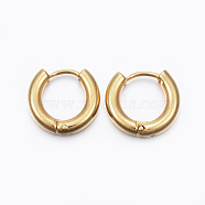 Ion Plating(IP) 304 Stainless Steel Hoop Earrings, Golden, 13x14mm, Pin: 1mm(X-EJEW-F111-14mm-G)