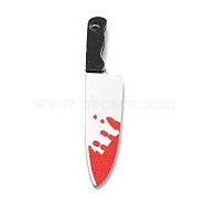 Halloween Printed Opaque Acrylic Pendants, Knife, Tool, 45x9.5x4mm, Hole: 1.8mm(MACR-K330-42A-2)