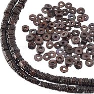 Nbeads 2 Strands Shell Beads Strands, Dyed, Disc, Coconut Brown, 4.9~6x0.4~6mm, Hole: 1.4mm,  about 15.94 inch~16.14 inch(40.5~41cm)(SSHEL-NB0001-31A)
