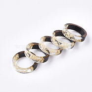 Epoxy Resin & Ebony Wood  Rings, with Dried Flower, Gold Foil, Beige, 17mm(RJEW-S043-01B-03)