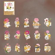 30Pcs 6 Styles PET Waterproof Self-Adhesive Decorative Stickers, Dried Flower Specimen Series Decals for DIY Scrapbooking, Pink, 75x120x5mm, 5pcs/style(PW-WG84005-03)