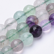 Natural Fluorite Beads Strands, Faceted, Round, 6mm, Hole: 1mm, about 62pcs/strand, 15.3 inch(G-S281-19-6mm)