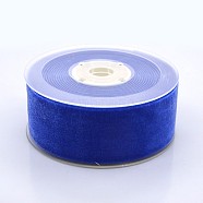 Polyester Velvet Ribbon for Gift Packing and Festival Decoration, Royal Blue, 1-1/2 inch(38mm), about 20yards/roll(18.29m/roll)(SRIB-M001-38mm-352)