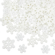 90Pcs 3 Styles Christmas Opaque Resin Cabochons, Glitter Snowflake, White, 18~27.5x16~24x4~5mm, 30pcs/style(RESI-AR0001-39)