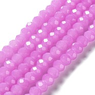 Baking Painted Imitation Jade Glass Bead Strands, Faceted Rondelle, Violet, 8x6mm, Hole: 1mm, about 65~68pcs/strand, 15.75''(40~41cm)(DGLA-A034-J8MM-A44)