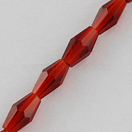 Glass Beads Strands, Faceted, Bicone, Dark Red, 8x4x4mm, Hole: 1mm(X-GLAA-R026-8x4mm-08)