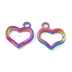 Ion Plating(IP) 304 Stainless Steel Pendants, Heart Charm, Rainbow Color, 19x17.5x2mm, Hole: 3mm(STAS-B031-14R)