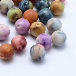 Baking Paint Acrylic Beads, Round, Matte, Mixed Color, 10x9.5mm, Hole: 1.5mm(X-MACR-K331-11)