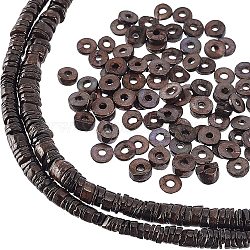 Nbeads 2 Strands Shell Beads Strands, Dyed, Disc, Coconut Brown, 4.9~6x0.4~6mm, Hole: 1.4mm,  about 15.94 inch~16.14 inch(40.5~41cm)(SSHEL-NB0001-31A)