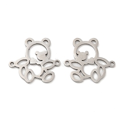 201 Stainless Steel Connector Charms, Bear Links, Stainless Steel Color, 18x20x0.8mm, Hole: 1.4mm(STAS-Q245-17P)