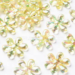Transparent Acrylic Beads, AB Color, Flower, Yellow, 25x4.5mm, Hole: 1.6mm, about 375pcs/500g(TACR-S154-35C-915)