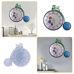 Penny Farthing Clock Wall Decoration Food Grade Silicone Molds, for UV Resin, Epoxy Resin Craft Making, White, 325x290x8mm(SIMO-PW0001-415A)