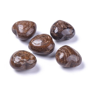 Natural Bronzite Heart Love Stone, Pocket Palm Stone for Reiki Balancing, 20x20x13~13.5mm