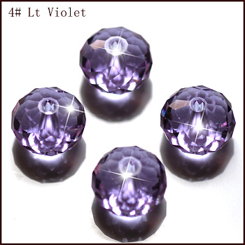 K9 Glass, Imitation Austrian Crystal Beads, Grade AAA, Faceted, Rondelle, Lilac, 10x7mm, Hole: 0.9~1mm