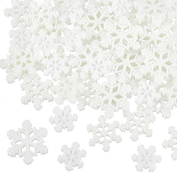 90Pcs 3 Styles Christmas Opaque Resin Cabochons, Glitter Snowflake, White, 18~27.5x16~24x4~5mm, 30pcs/style