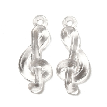 Transparent Acrylic Pendants, Musical Note Charms, Clear, 35x14x4mm, Hole: 3mm, about 581pcs/500g