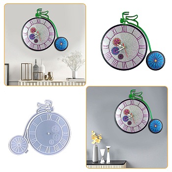 Penny Farthing Clock Wall Decoration Food Grade Silicone Molds, for UV Resin, Epoxy Resin Craft Making, White, 325x290x8mm